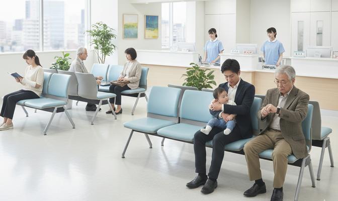 痔や診察や大腸内視鏡検査を待つ病院の待合室